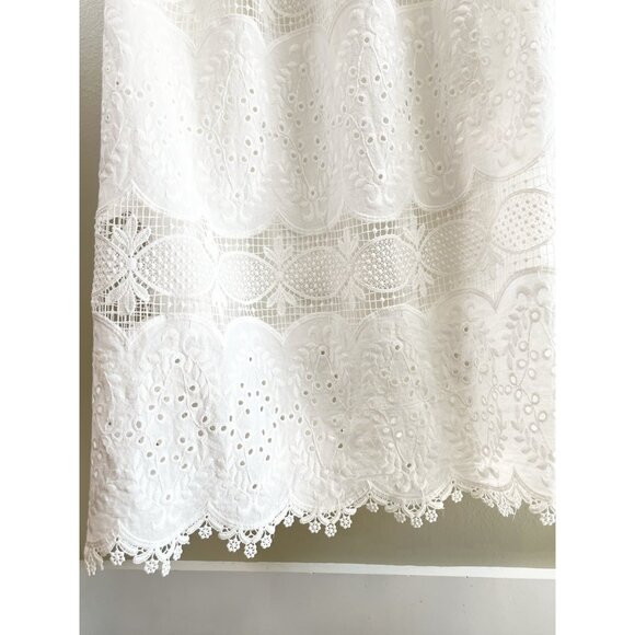 Skies Are Blue Women’s White Eyelet Dress Sz Md Tie Straps Cottage Core Lined - Picture 6 of 12